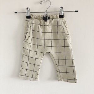 Zara Cream Grid-Print Joggers